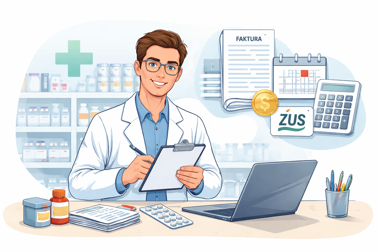 Jak farmaceuta może pracować na B2B? Działalność, ZUS, podatki i faktury